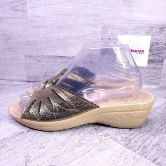 Fly Flot Metallic Wedge Slide Sandal Gold sz 38 IT Women's sz 6.5 US - Picture 3 of 10